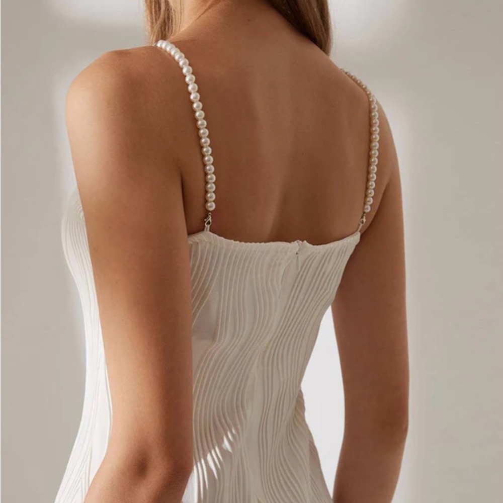 White pearl strap dress
